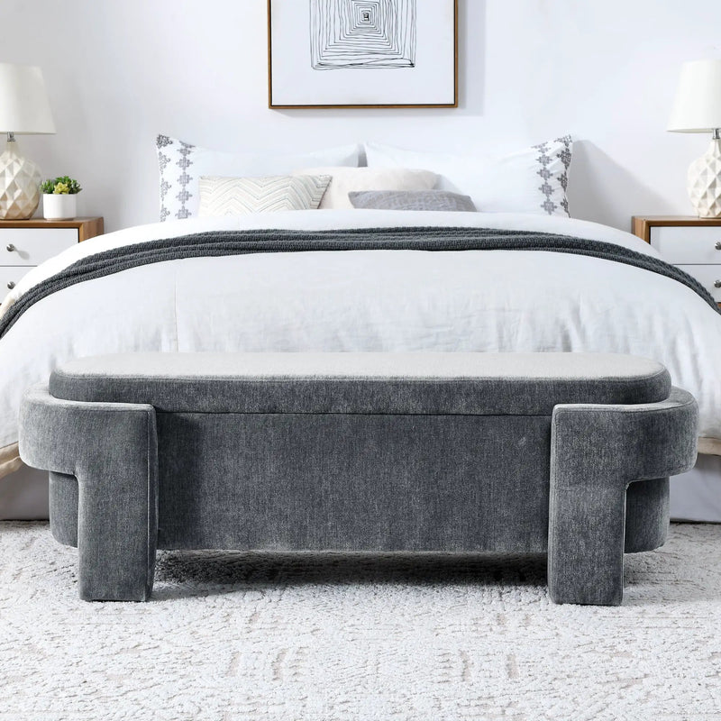 Chenille Upholstered Bench with Large Storage Space by HouseOfZazla
