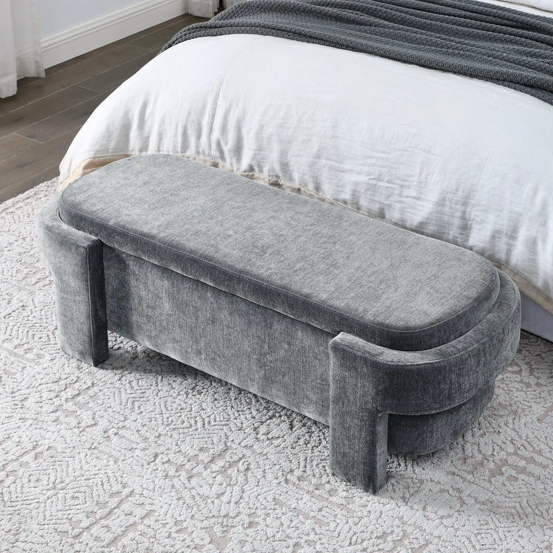 Chenille Upholstered Bench with Large Storage Space by HouseOfZazla
