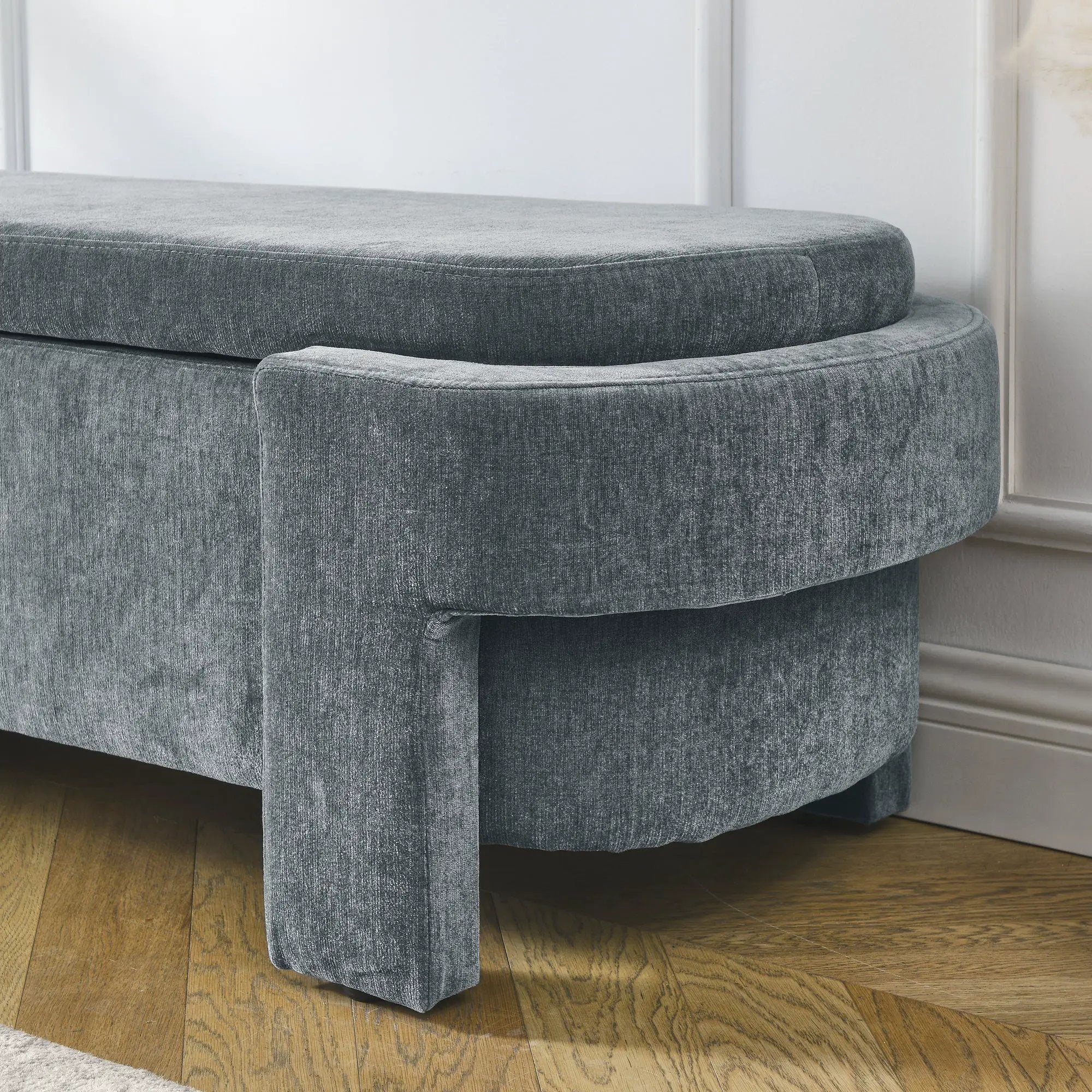Chenille Upholstered Bench with Large Storage Space by HouseOfZazla