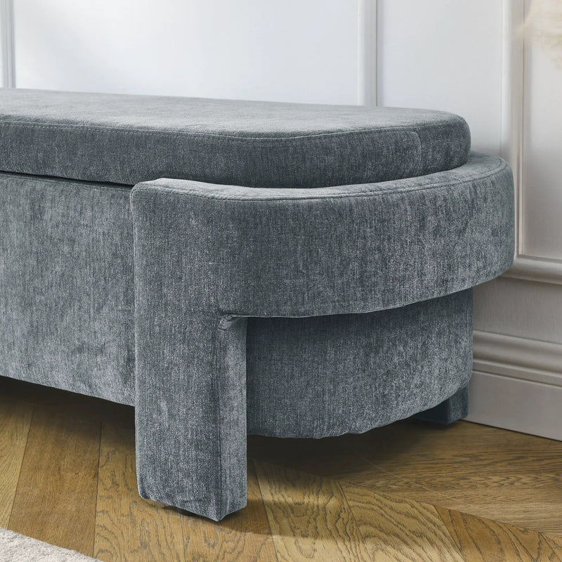 Chenille Upholstered Bench with Large Storage Space by HouseOfZazla