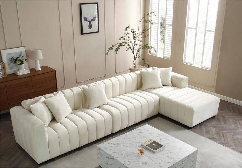 L-Shape Sectional Sofa with Deep Tufted Velvet Upholstered Right Chaise Modular Sofa by HouseOfZazla