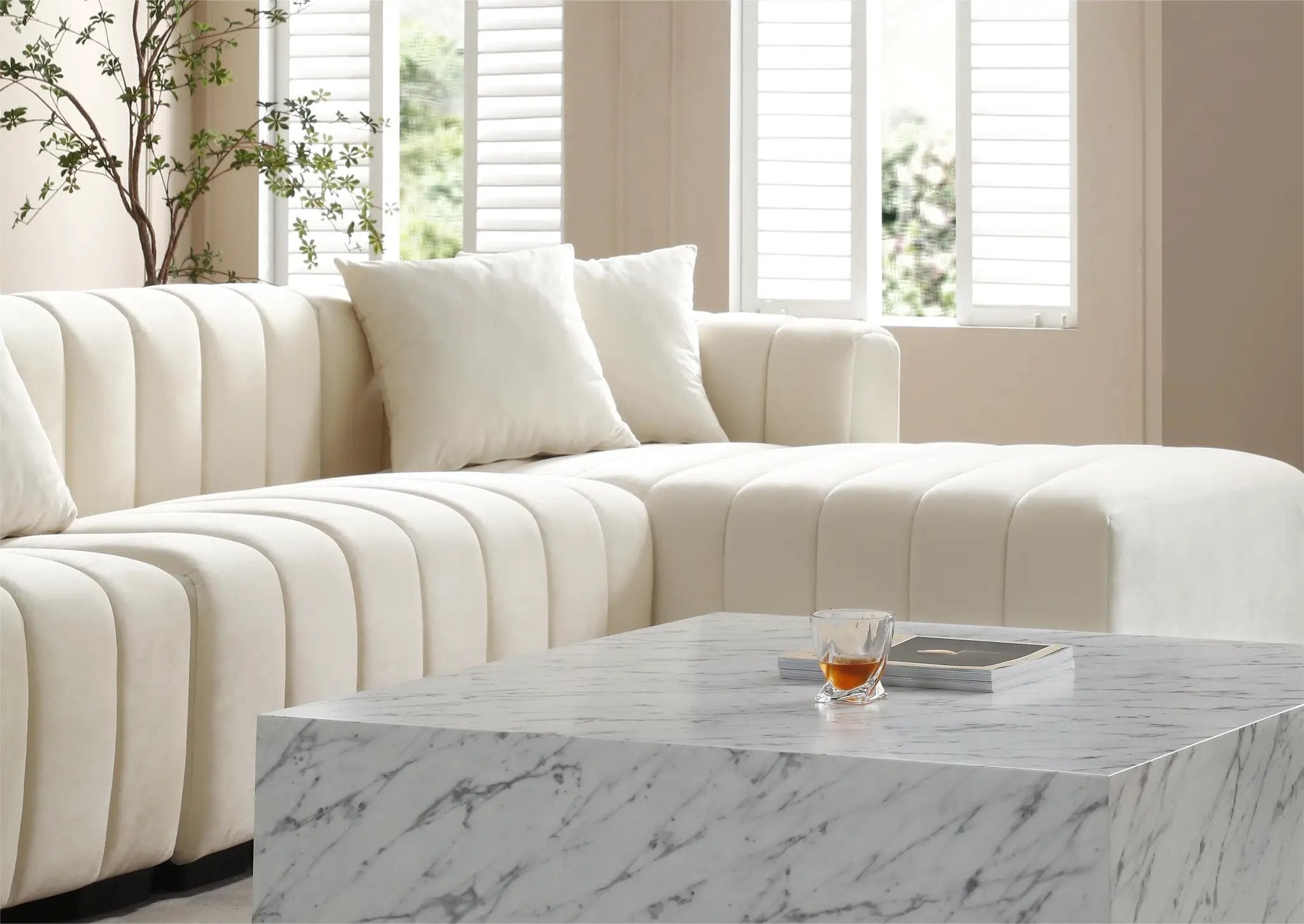 L-Shape Sectional Sofa with Deep Tufted Velvet Upholstered Right Chaise Modular Sofa by HouseOfZazla