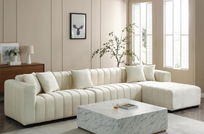L-Shape Sectional Sofa with Deep Tufted Velvet Upholstered Right Chaise Modular Sofa by HouseOfZazla
