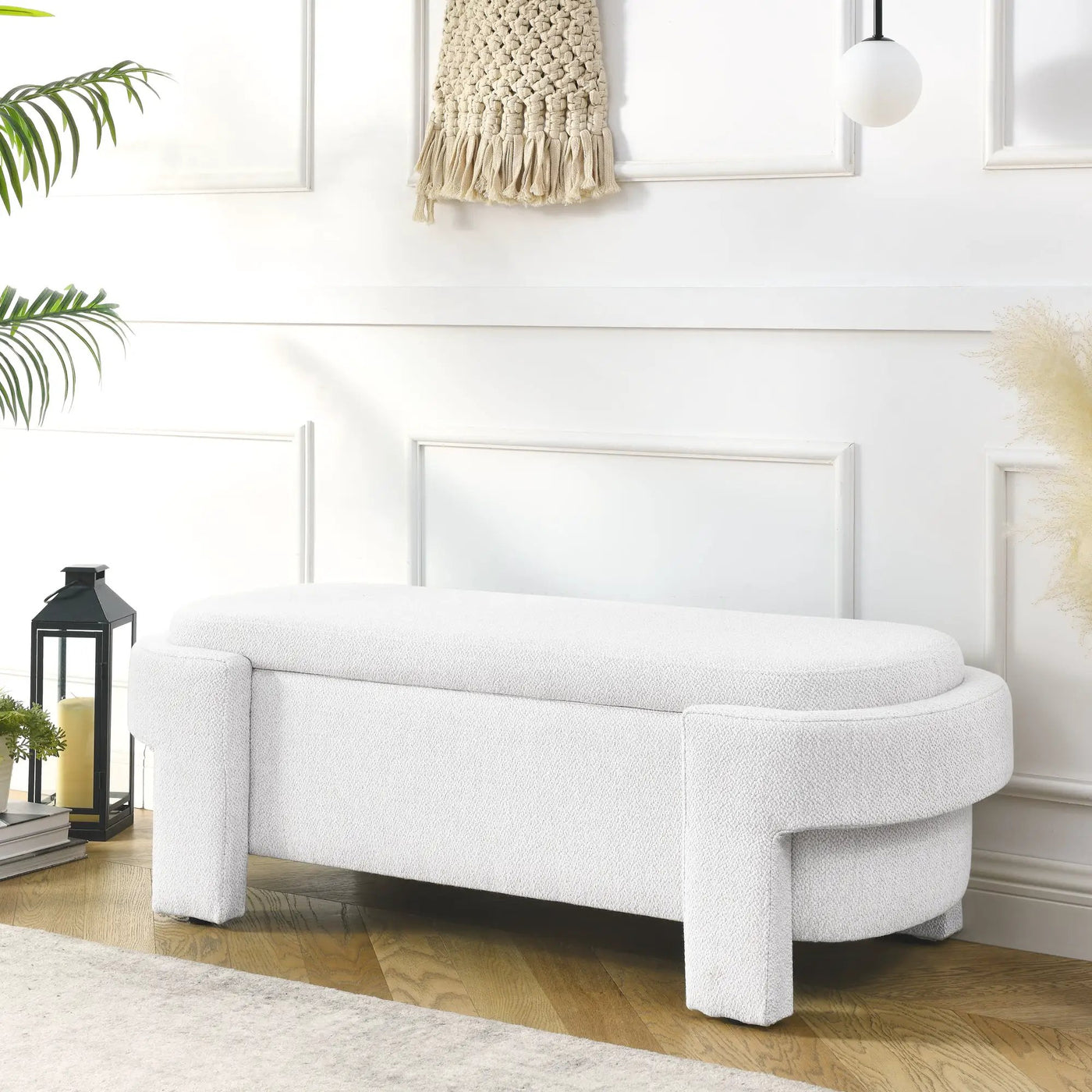Linen Fabric Upholstered Bench with Large Storage Space by HouseOfZazla