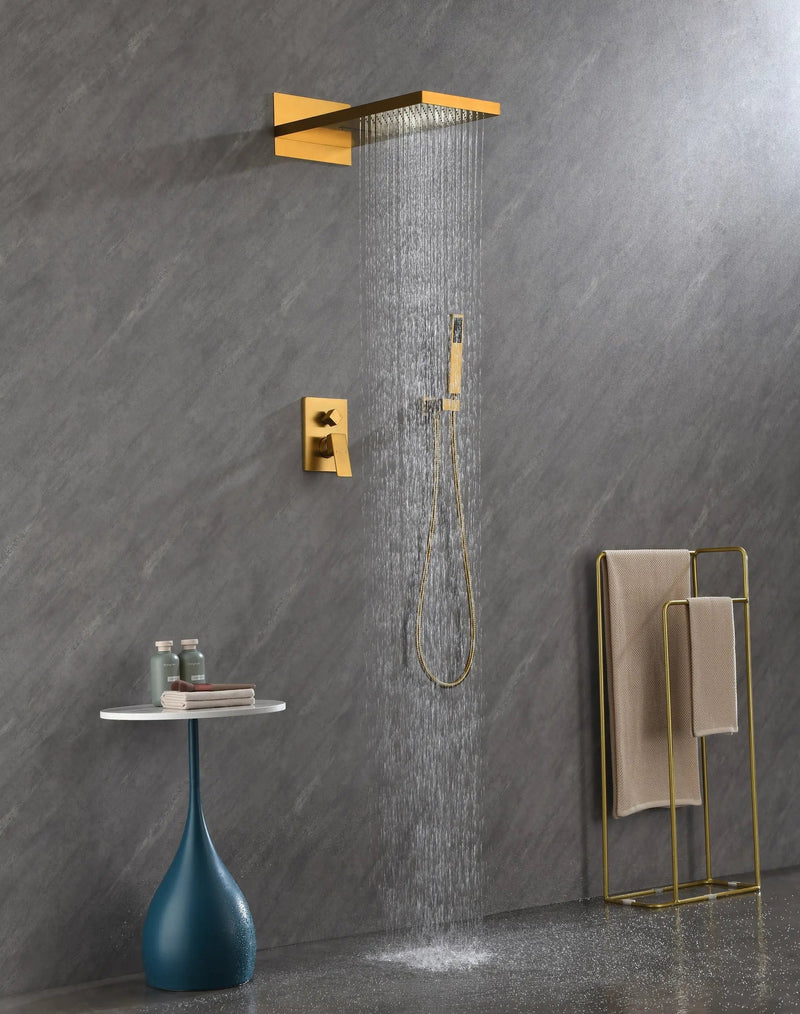 Wall Mounted Shower System with Handheld and Rainfall Head by HouseOfZazla