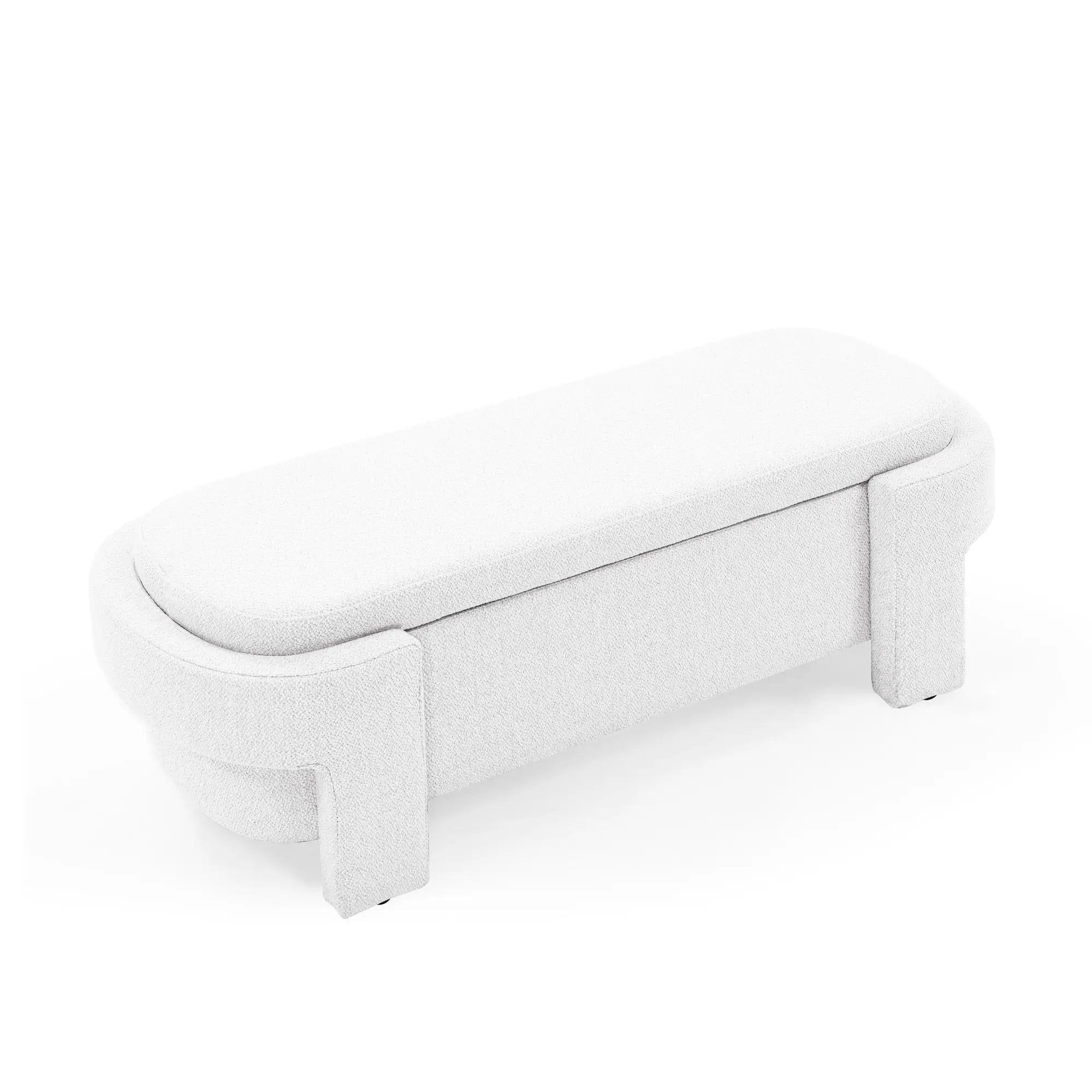 Linen Fabric Upholstered Bench with Large Storage Space by HouseOfZazla