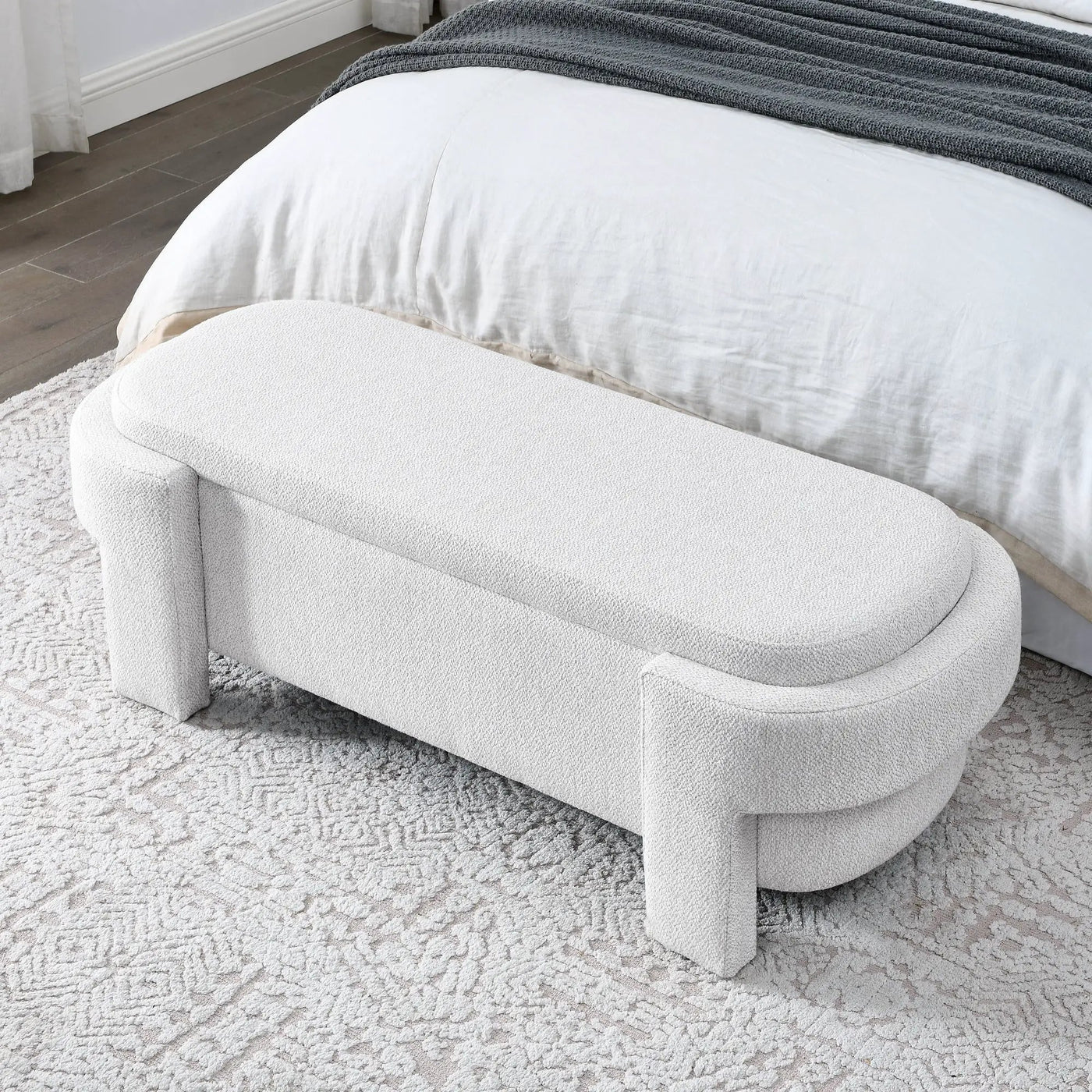 Linen Fabric Upholstered Bench with Large Storage Space by HouseOfZazla