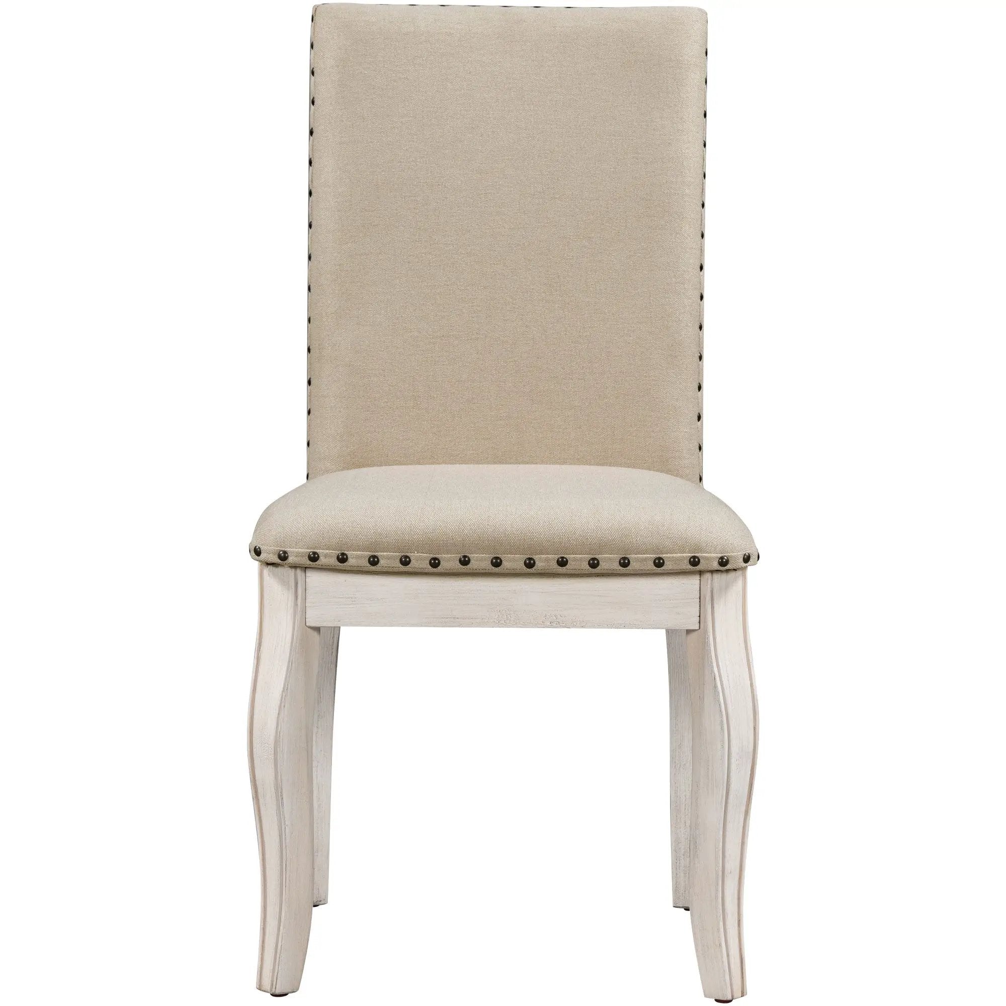TREXM Set of 2 Dining Chairs - Wood Upholstered with Nailhead by HouseOfZazla