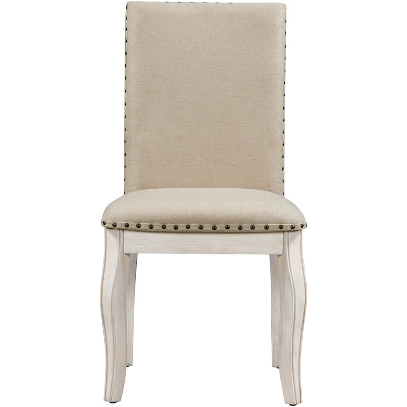 TREXM Set of 2 Dining Chairs - Wood Upholstered with Nailhead by HouseOfZazla