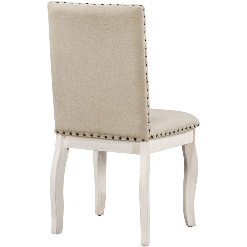 TREXM Set of 2 Dining Chairs - Wood Upholstered with Nailhead by HouseOfZazla
