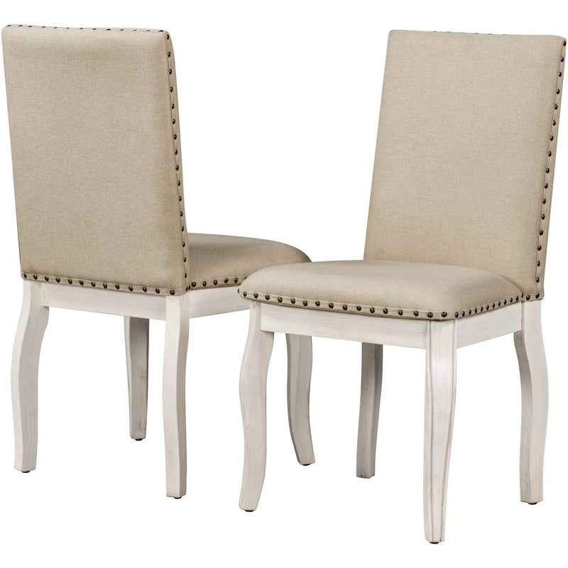 TREXM Set of 2 Dining Chairs - Wood Upholstered with Nailhead by HouseOfZazla