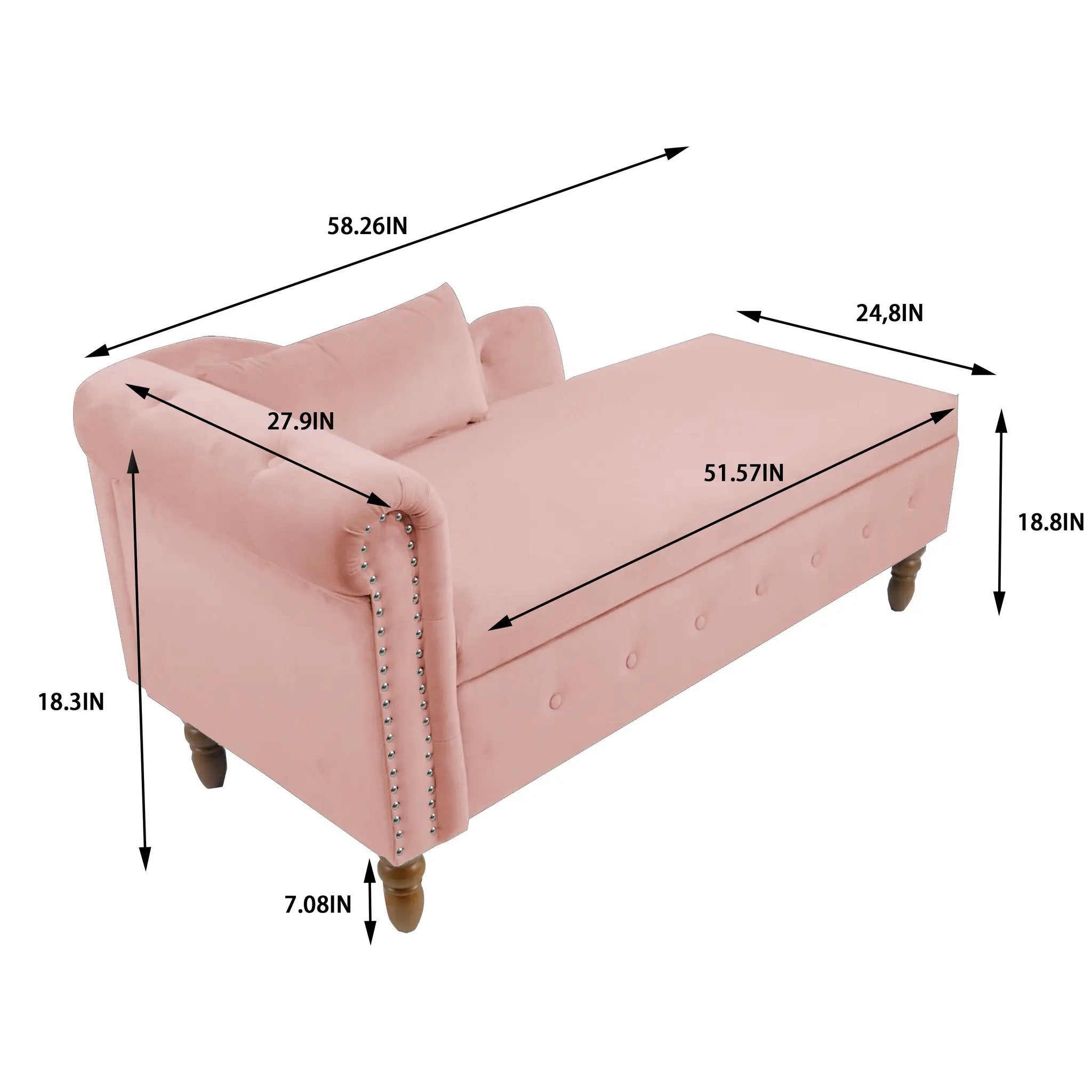 Pink Chaise Lounge Indoor Velvet Lounge Chair by HouseOfZazla