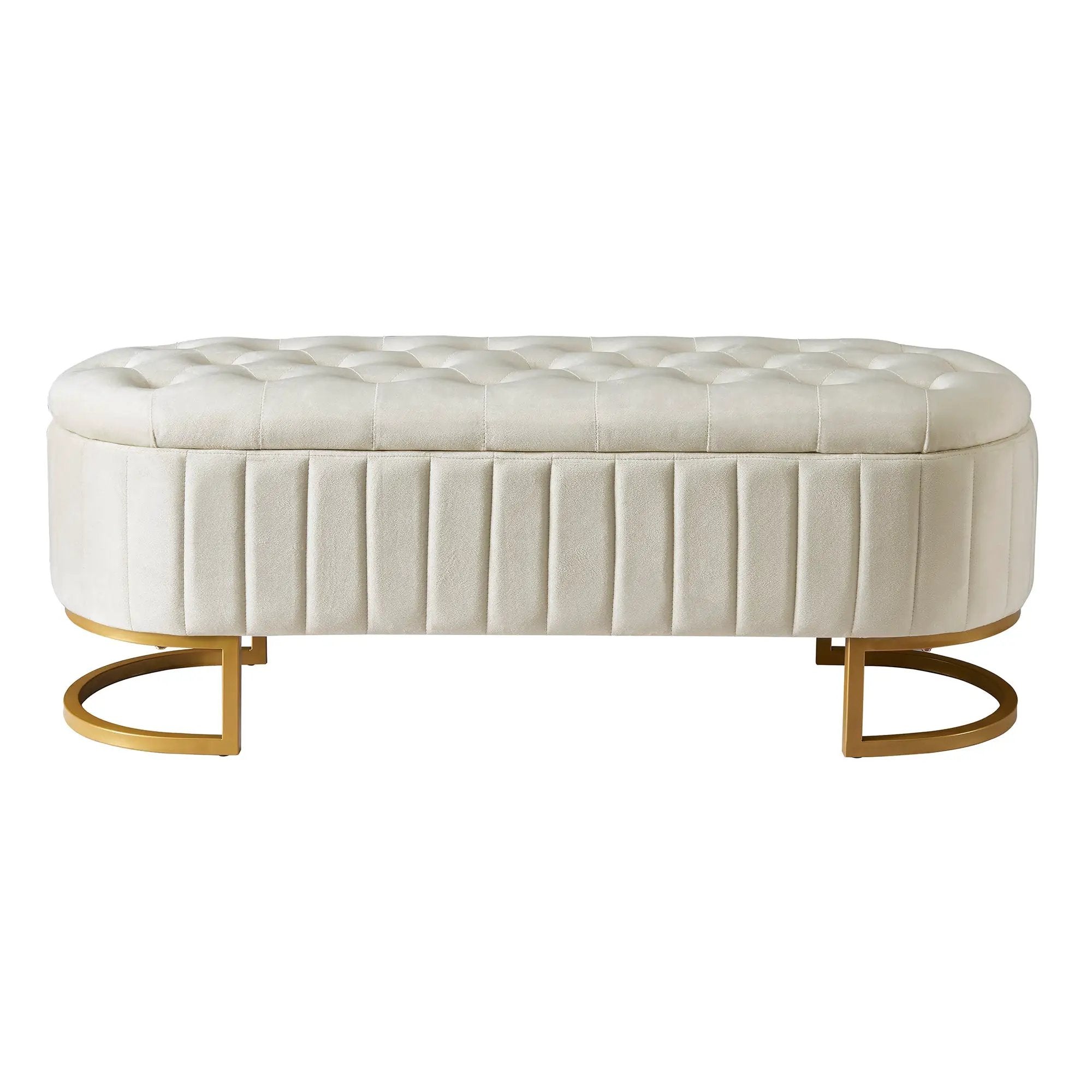 Elegant Upholstered Velvet Storage Ottoman by HouseOfZazla