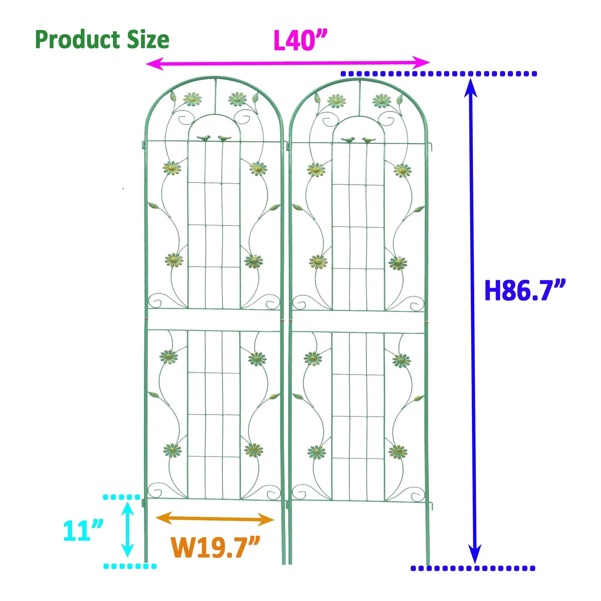 2 Pack Metal Garden Trellis 86.7" x 19.7" by HouseOfZazla