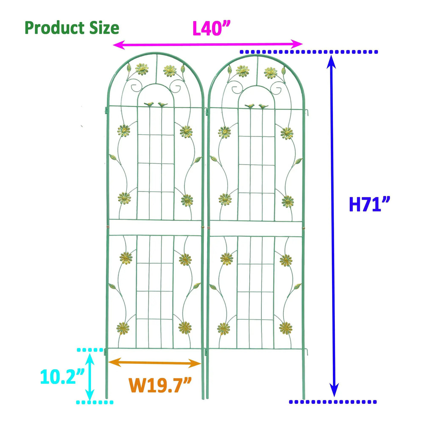 2 Pack Metal Garden Trellis 71" x 19.7" by HouseOfZazla
