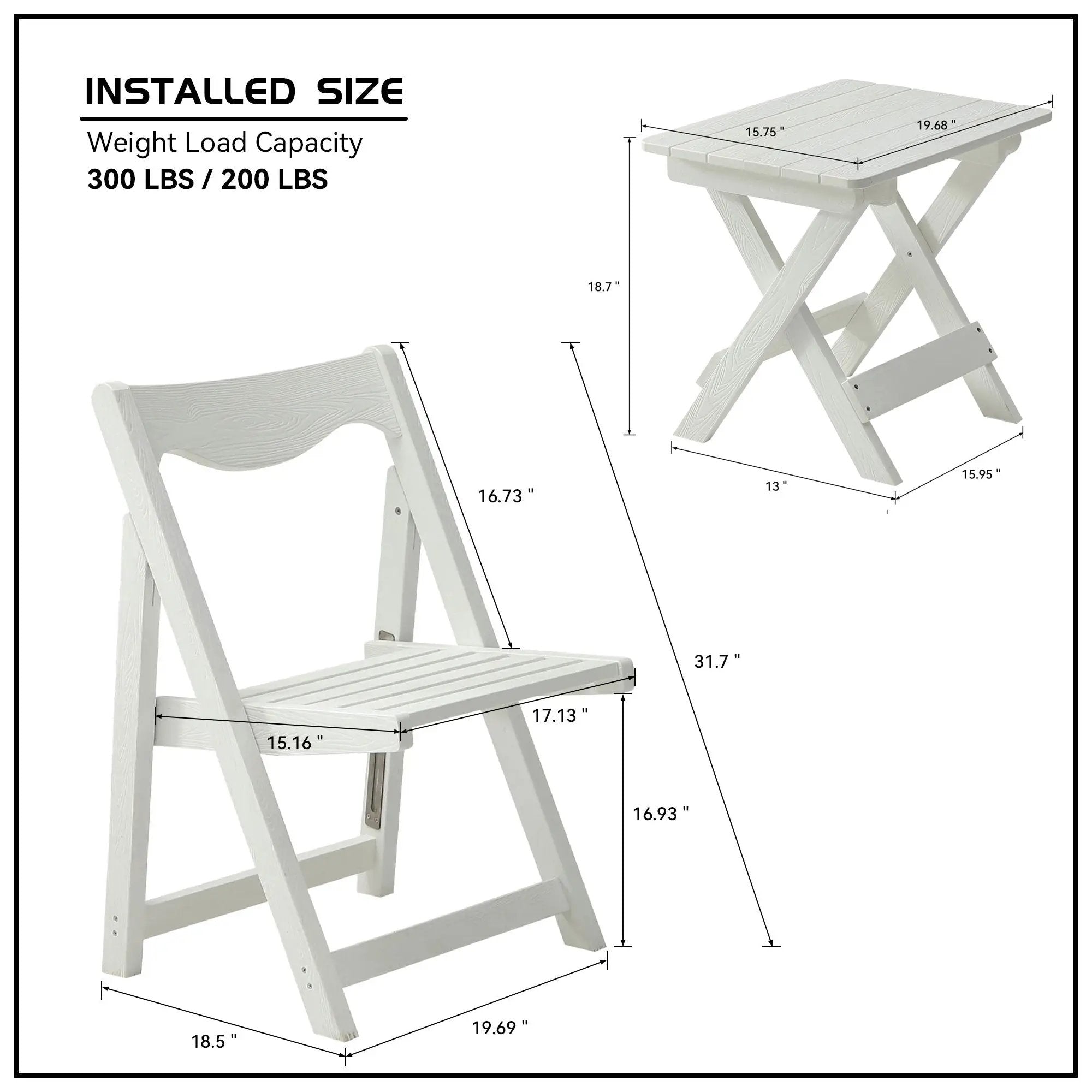 HIPS Foldable Small Table and Chair Set with 2 Chairs and Rectangular Table by HouseOfZazla