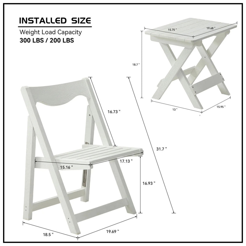 HIPS Foldable Small Table and Chair Set with 2 Chairs and Rectangular Table by HouseOfZazla