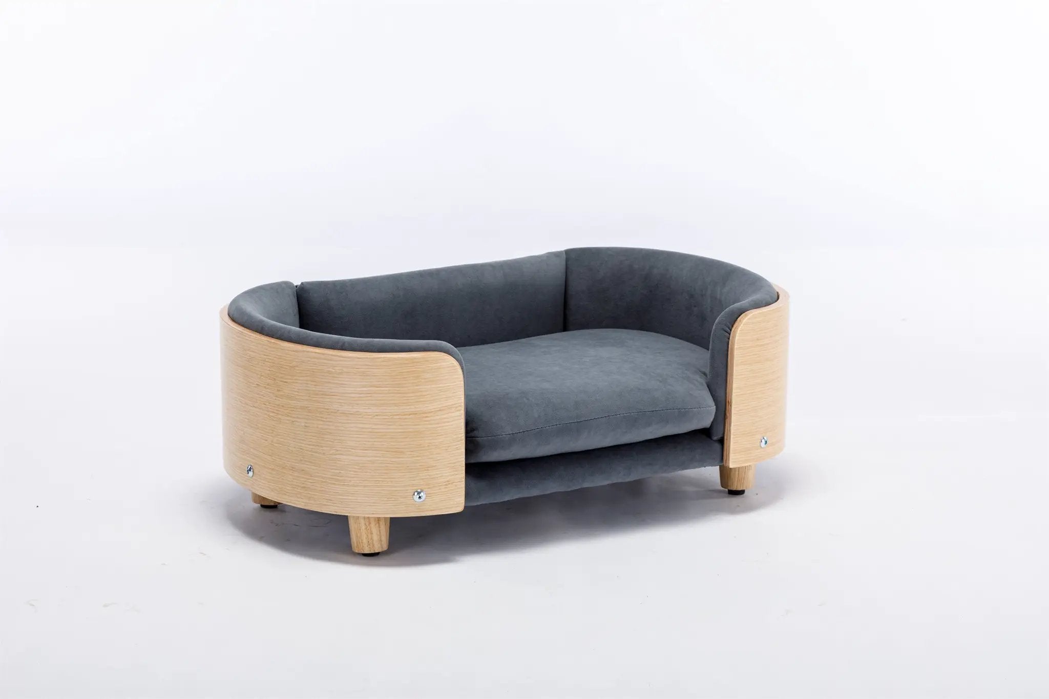 Scandinavian Style Elevated Dog Bed with Velvet Cushion by HouseOfZazla