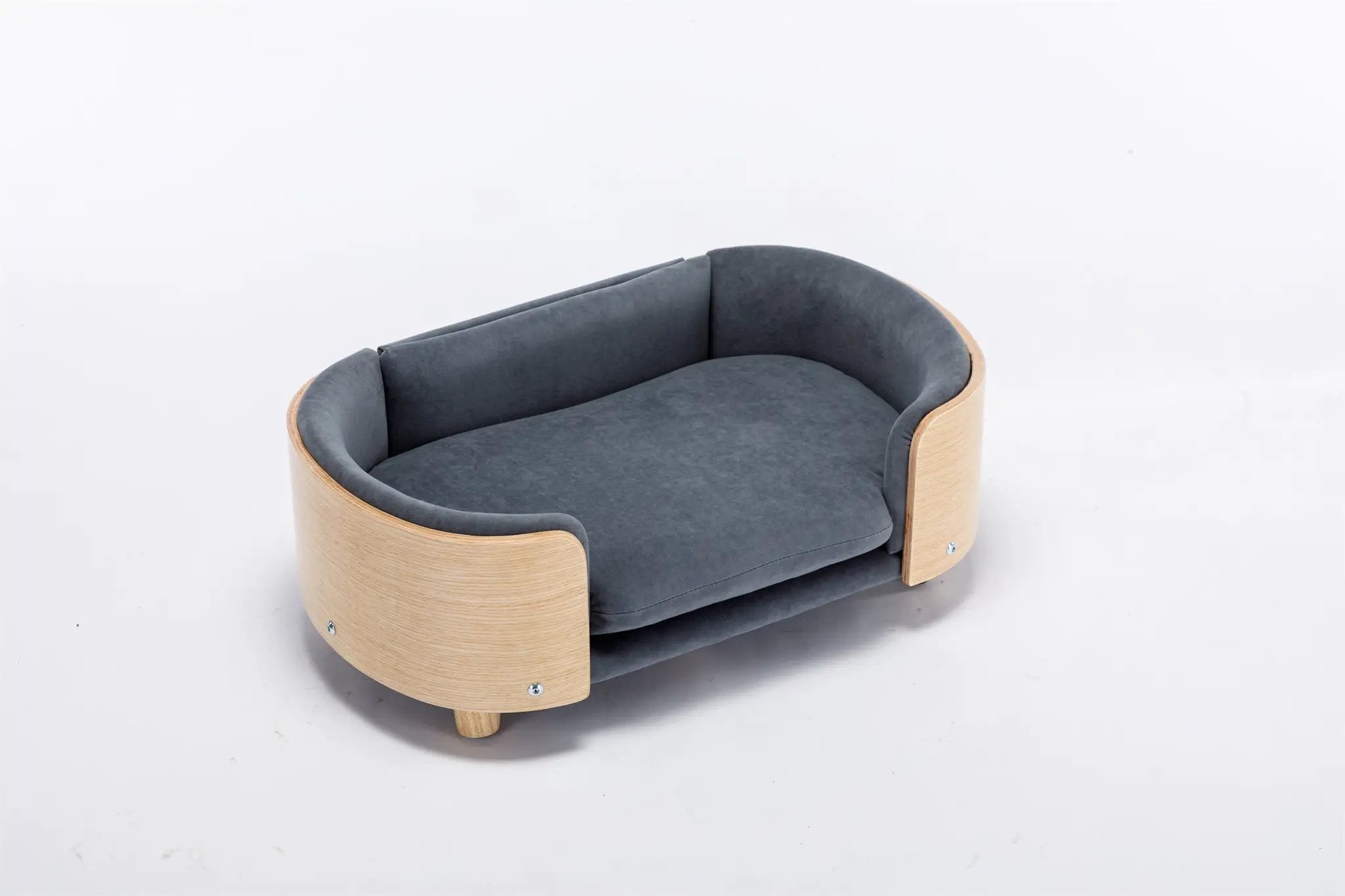 Scandinavian Style Elevated Dog Bed with Velvet Cushion by HouseOfZazla
