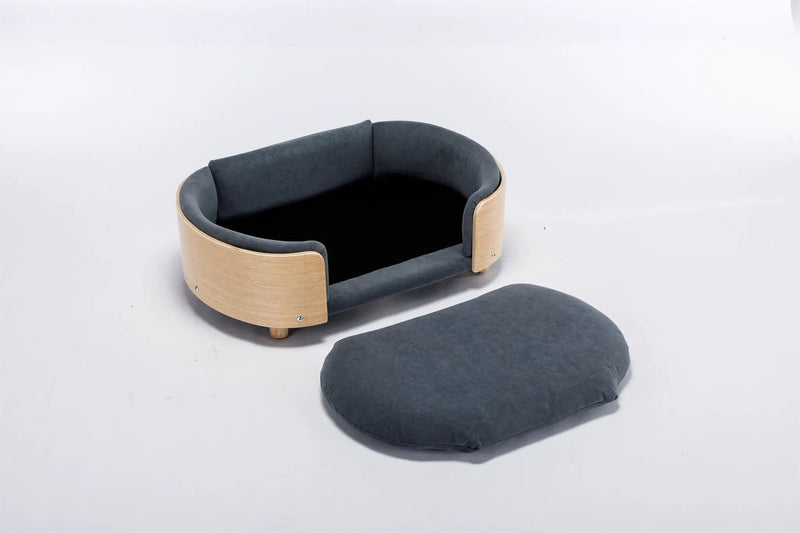 Scandinavian Style Elevated Dog Bed with Velvet Cushion by HouseOfZazla