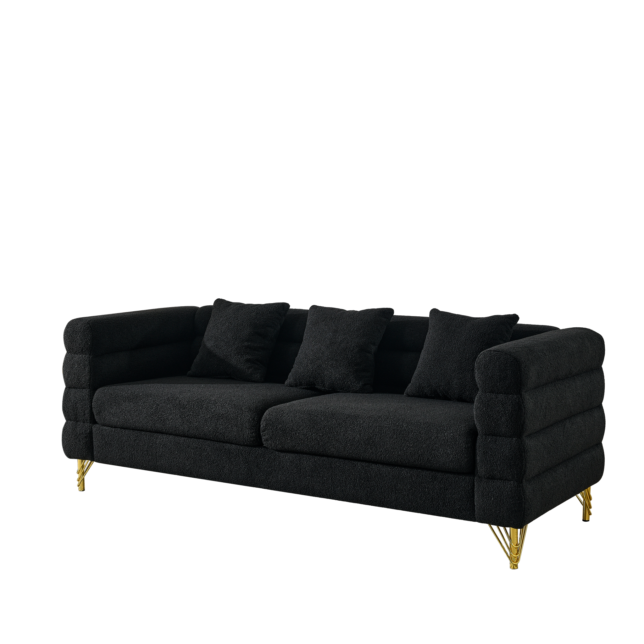 3-Seater + 3-Seater Combination Sofa - Black Teddy by HouseOfZazla