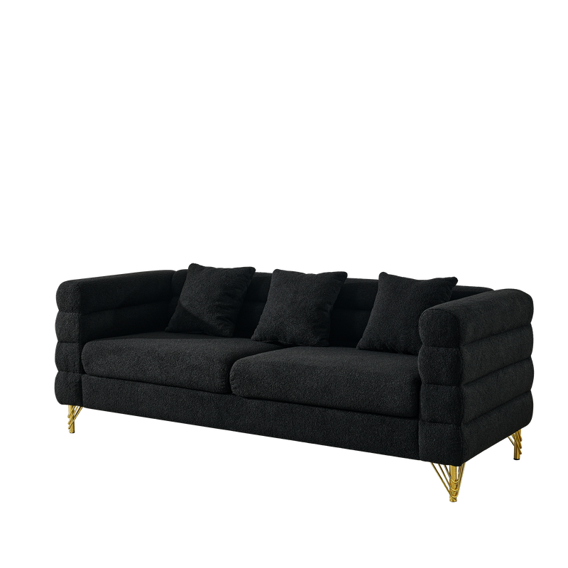 3-Seater + 3-Seater Combination Sofa - Black Teddy by HouseOfZazla