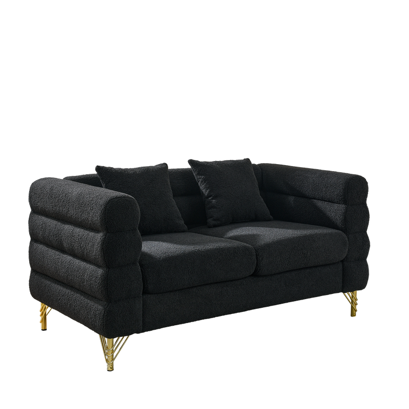 3-Seater + 3-Seater Combination Sofa - Black Teddy by HouseOfZazla