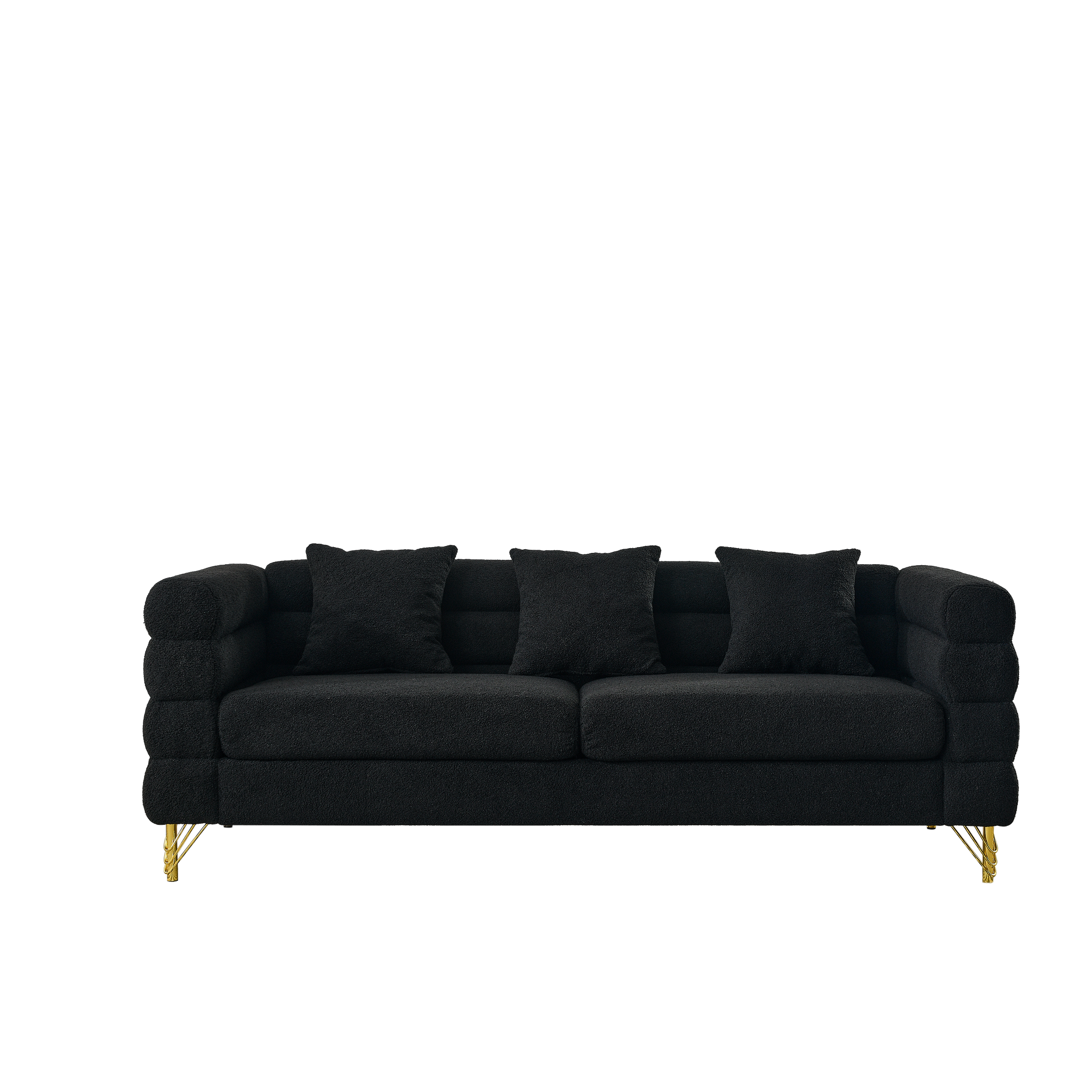 3-Seater + 3-Seater Combination Sofa - Black Teddy by HouseOfZazla