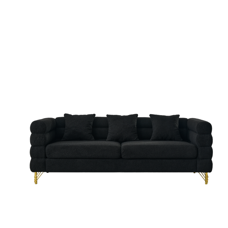 3-Seater + 3-Seater Combination Sofa - Black Teddy by HouseOfZazla