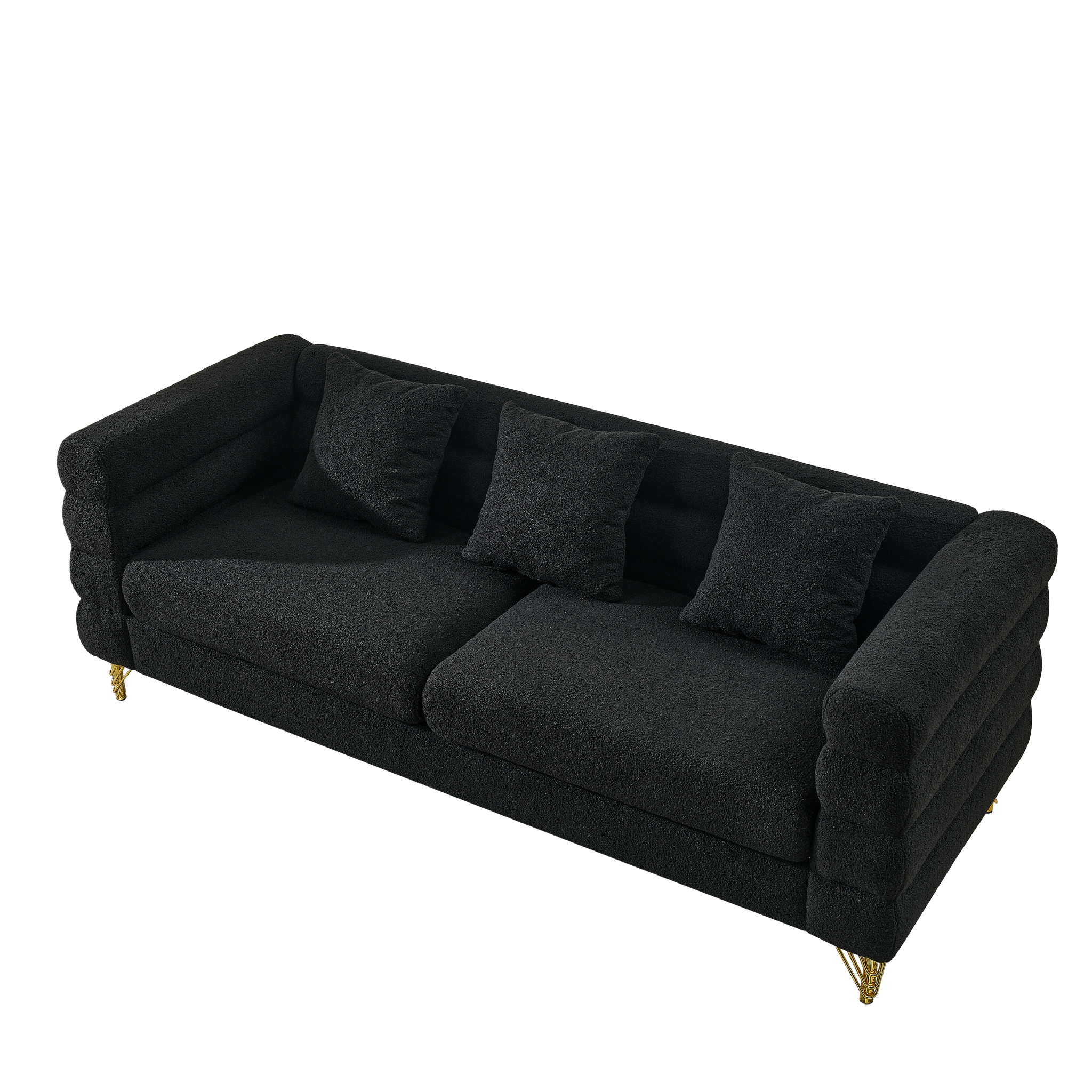 3-Seater + 3-Seater Combination Sofa - Black Teddy by HouseOfZazla