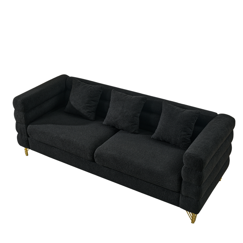 3-Seater + 3-Seater Combination Sofa - Black Teddy by HouseOfZazla