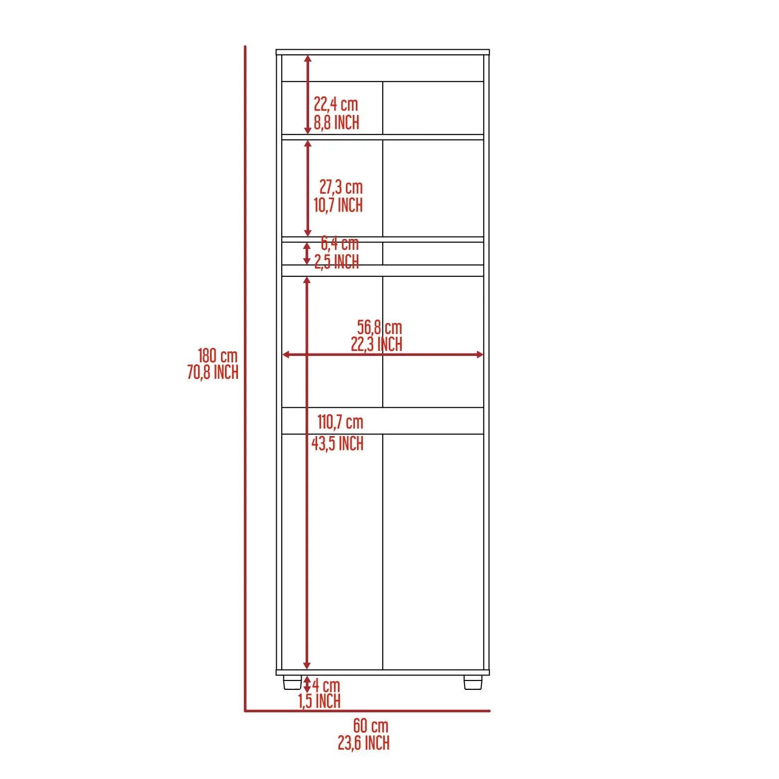 Armoire-Organiser 70.8"H, Two Shelves, Rod, Double Door Cabinet Armoire by HouseOfZazla