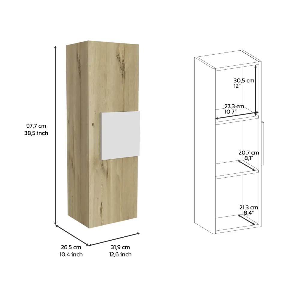 Medicine 38"H Single Door Cabinet, Three Shelves, Light by HouseOfZazla