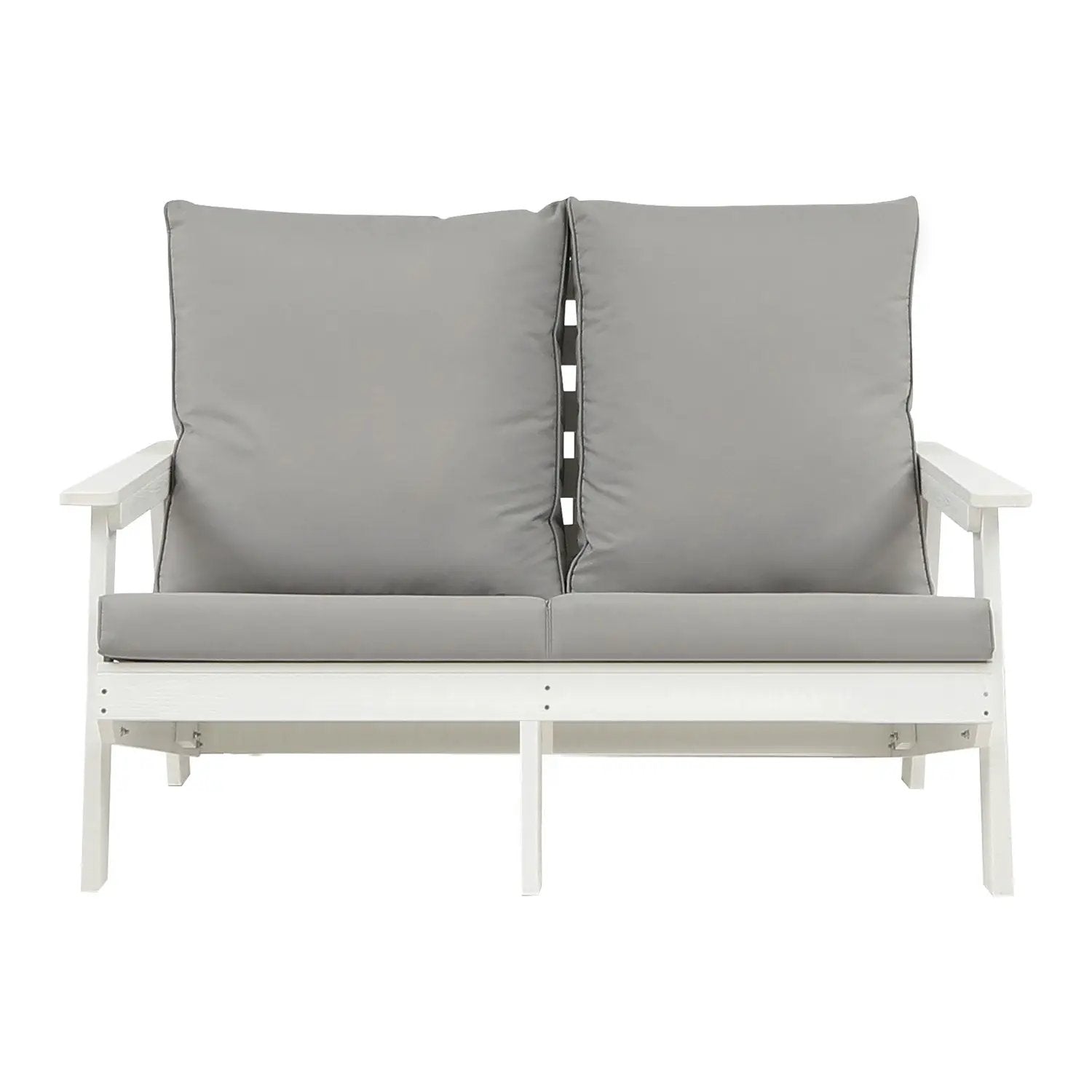 HIPS Loveseat with Cushion, Wood Grain Outdoor Garden Sofa by HouseOfZazla