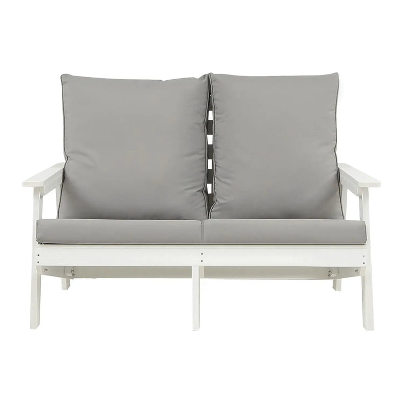 HIPS Loveseat with Cushion, Wood Grain Outdoor Garden Sofa by HouseOfZazla