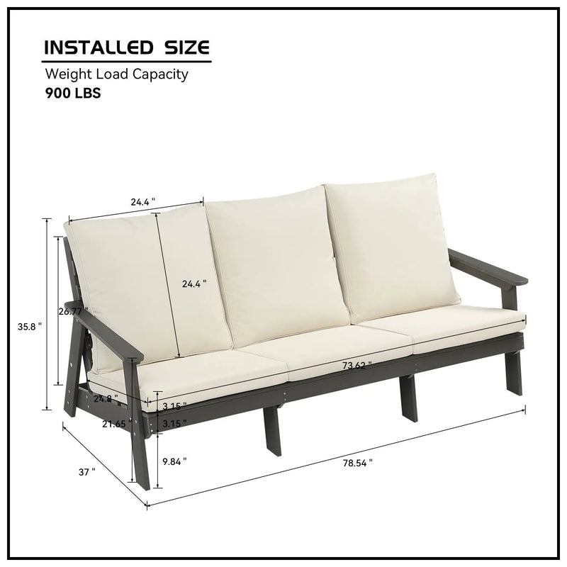 HIPS 3 Seater Outdoor Garden Sofa with Cushion by HouseOfZazla