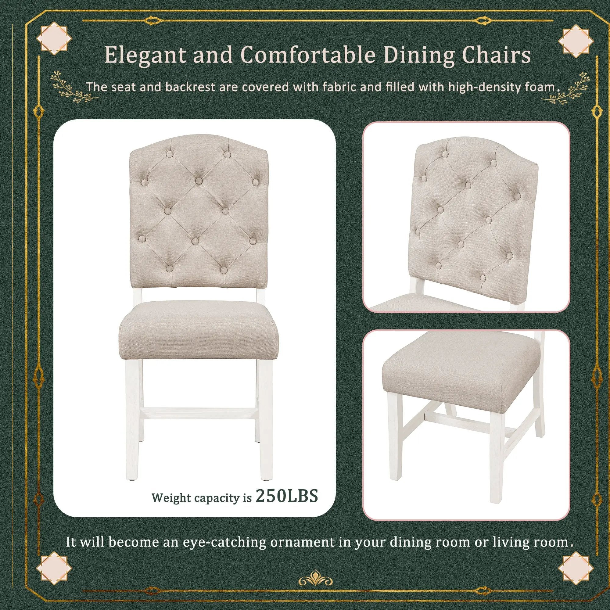 TREXM Retro Style Dining Chair Set with 4 Upholstered Chairs by HouseOfZazla