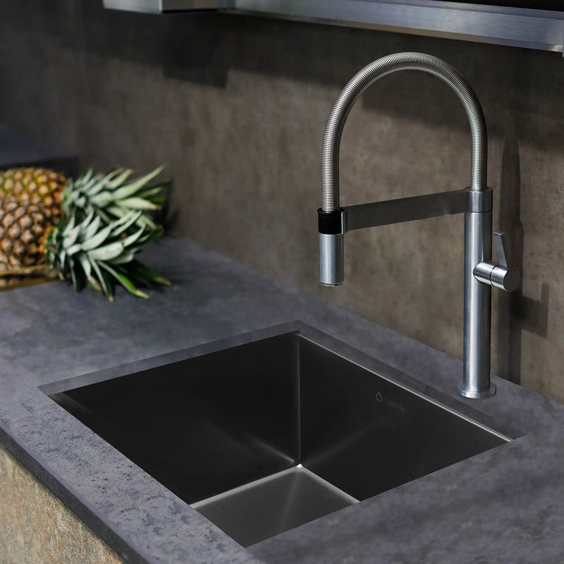 Zeek 15 x 17 Inch Gunmetal Undermount / Drop-In Workstation Sink for RV or Wet Bar 16G Stainless Steel ZW-B157 by ZEEK