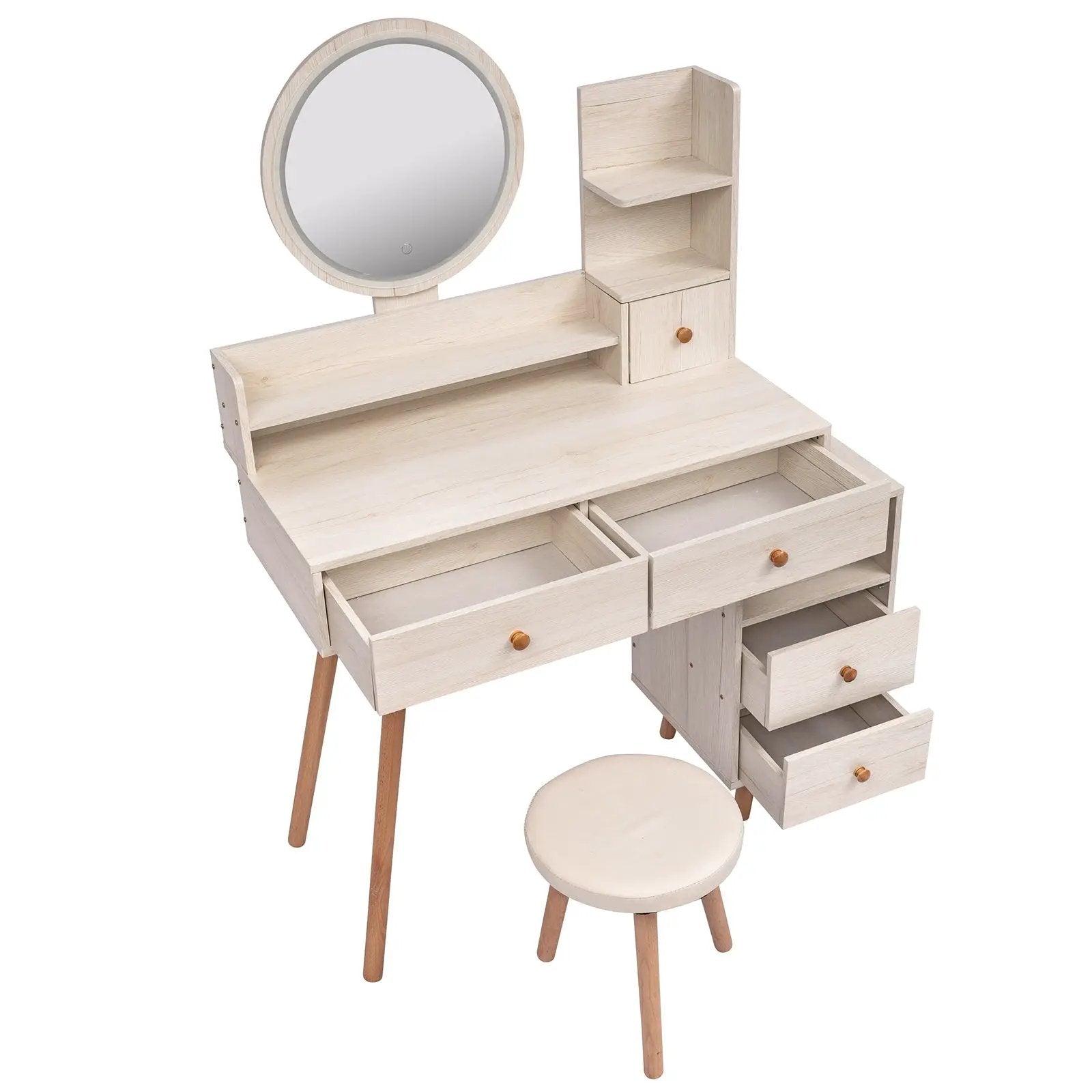 CRAZY ELF Stylish Vanity Table + Cushioned Stool by HouseOfZazla
