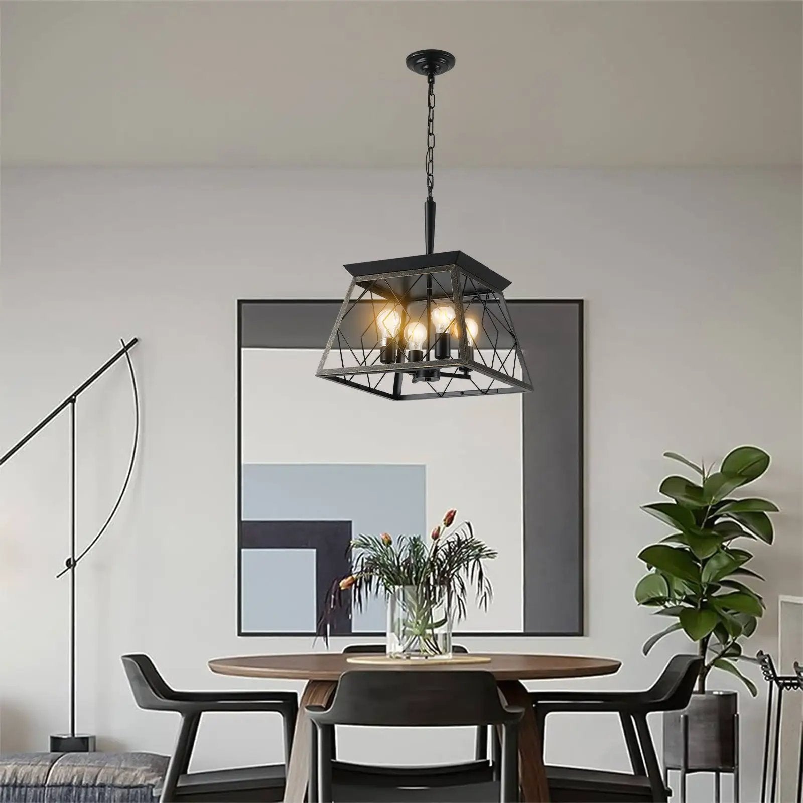 16" Black Gold Industrial Pendant Chandelier by HouseOfZazla