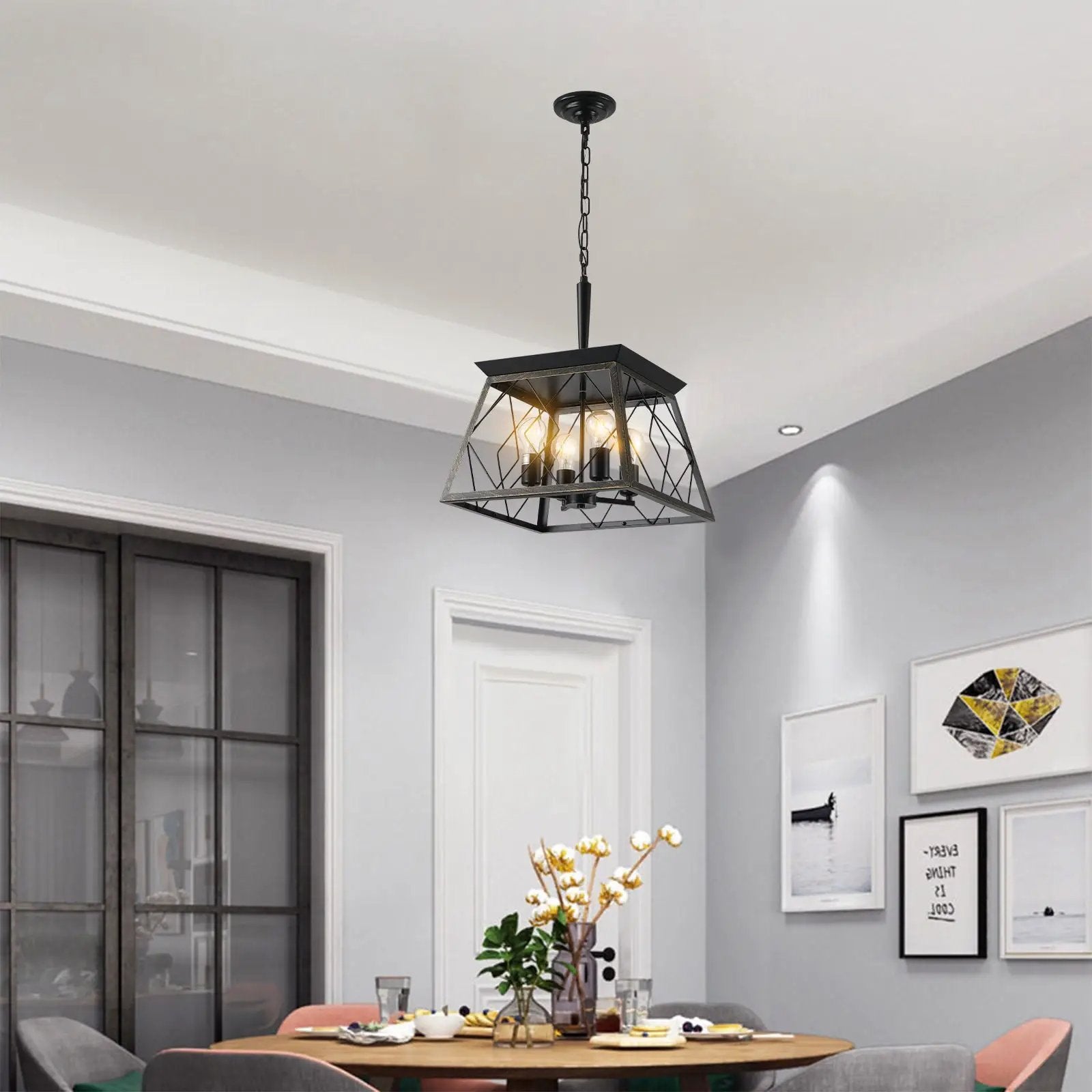 16" Black Gold Industrial Pendant Chandelier by HouseOfZazla