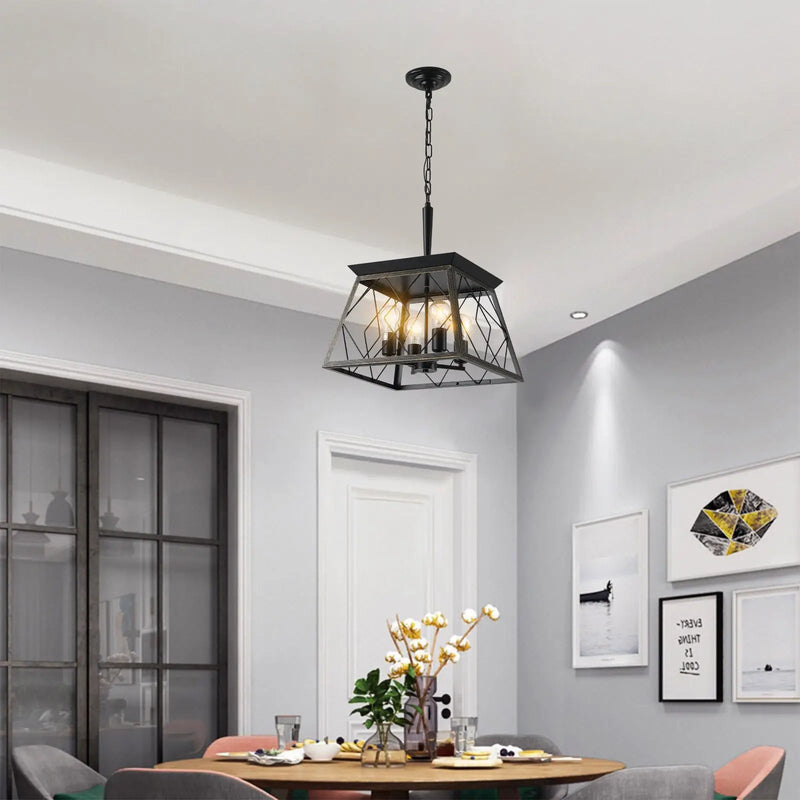 16" Black Gold Industrial Pendant Chandelier by HouseOfZazla