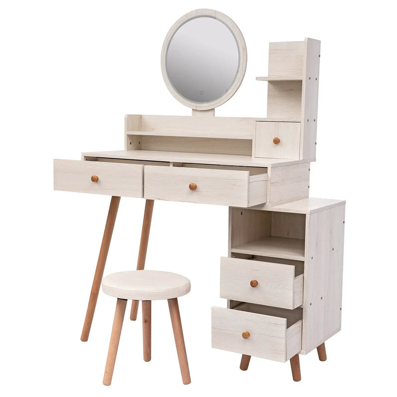 CRAZY ELF Stylish Vanity Table + Cushioned Stool by HouseOfZazla