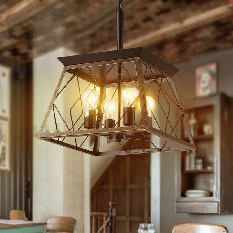 16" Black Gold Industrial Pendant Chandelier by HouseOfZazla