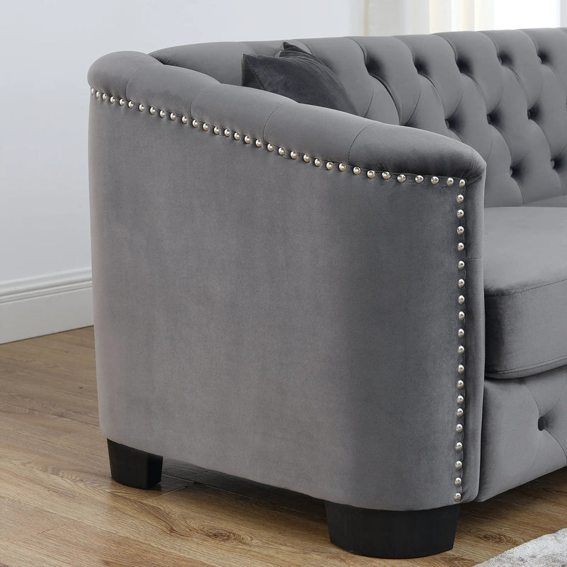 59-Inch Modern Chesterfield Velvet Sofa by HouseOfZazla