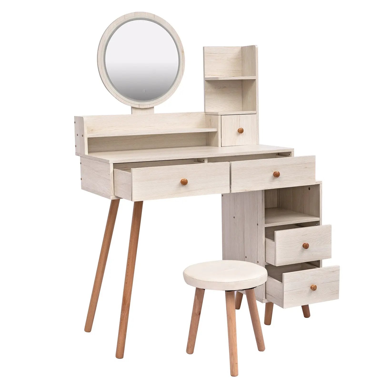 CRAZY ELF Stylish Vanity Table + Cushioned Stool by HouseOfZazla