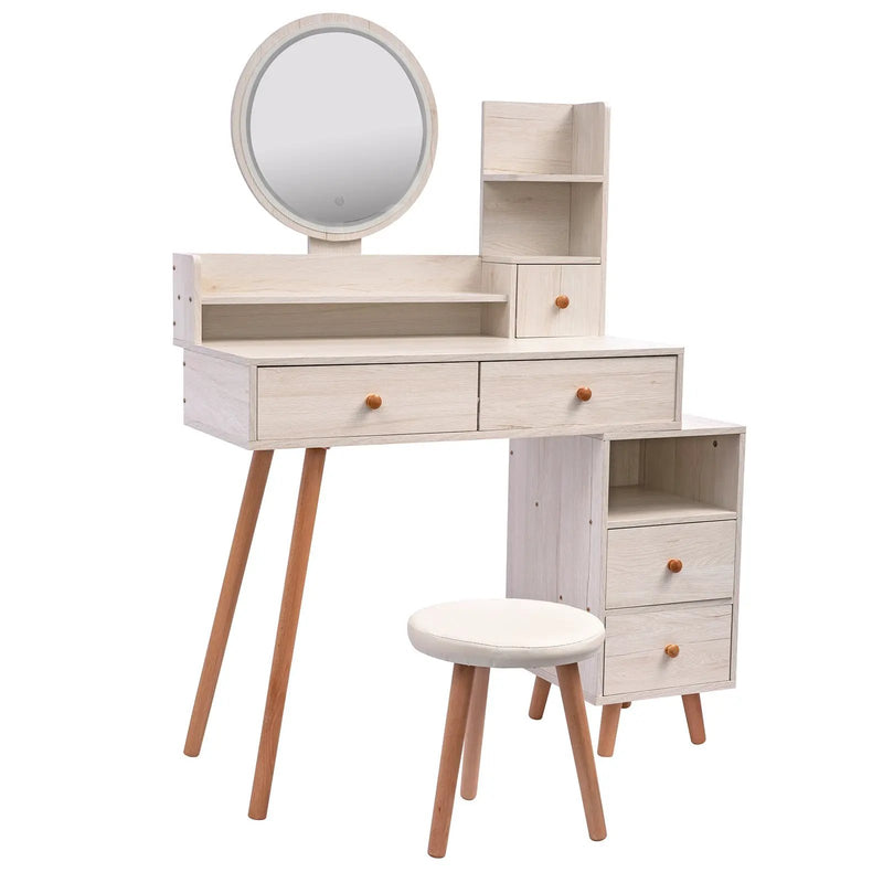 CRAZY ELF Stylish Vanity Table + Cushioned Stool by HouseOfZazla