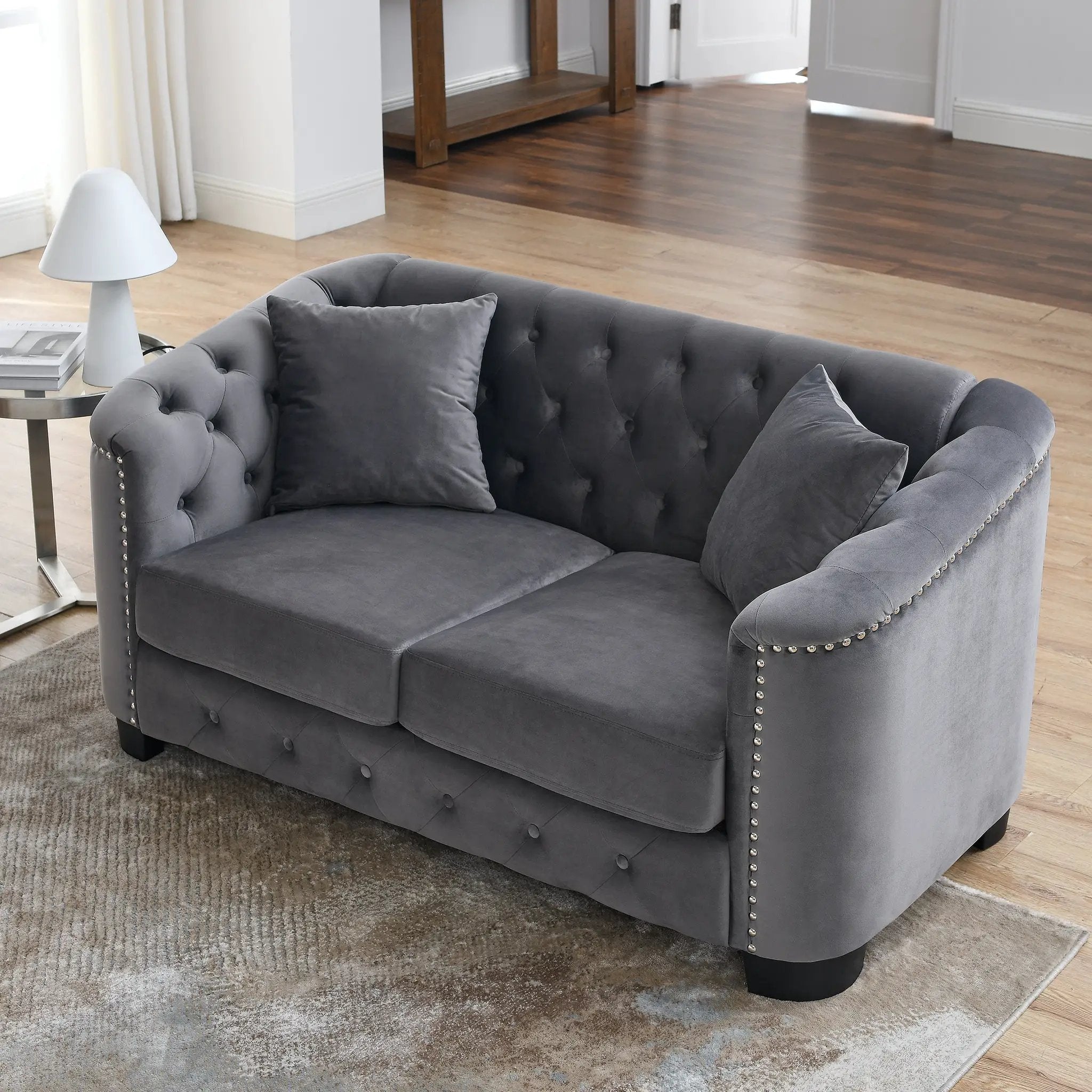 59-Inch Modern Chesterfield Velvet Sofa by HouseOfZazla