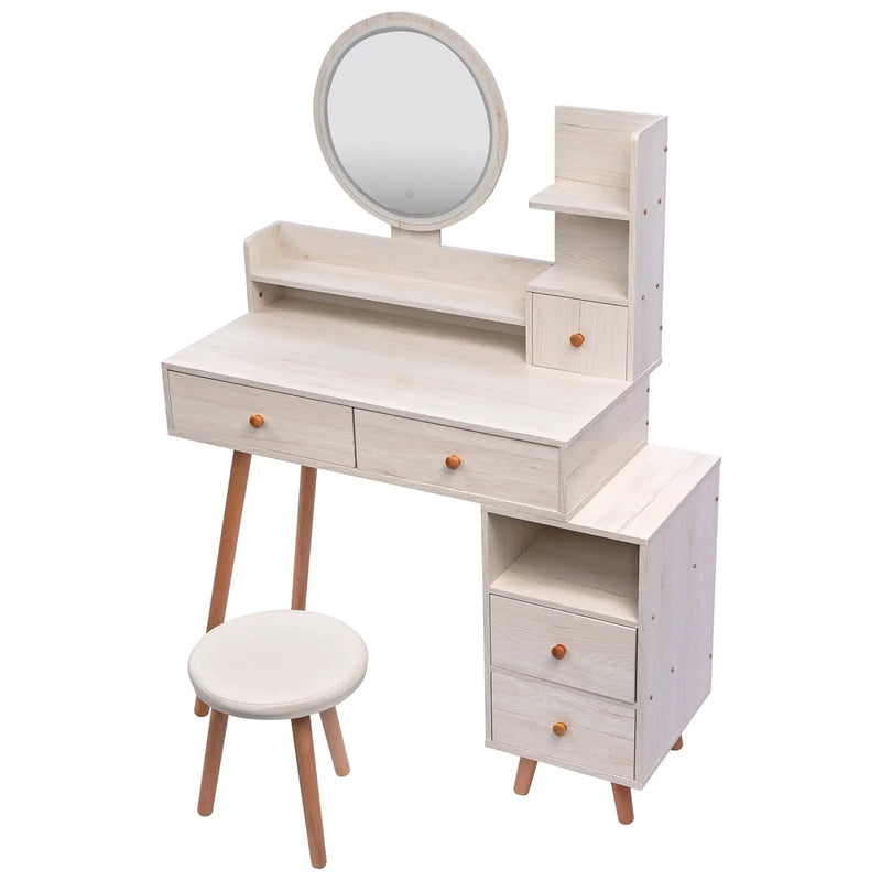 CRAZY ELF Stylish Vanity Table + Cushioned Stool by HouseOfZazla