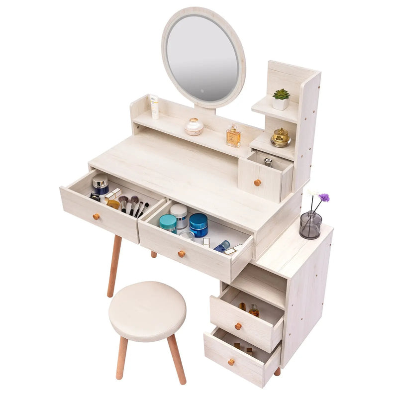 CRAZY ELF Stylish Vanity Table + Cushioned Stool by HouseOfZazla